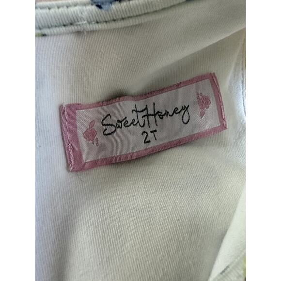 SweetHoney Belle Bubble Romper Proper Floral Sleeveless Blue Yellow Green 2T - Picture 8 of 11